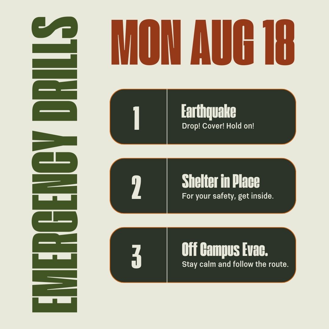 Upcoming Emergency Drills